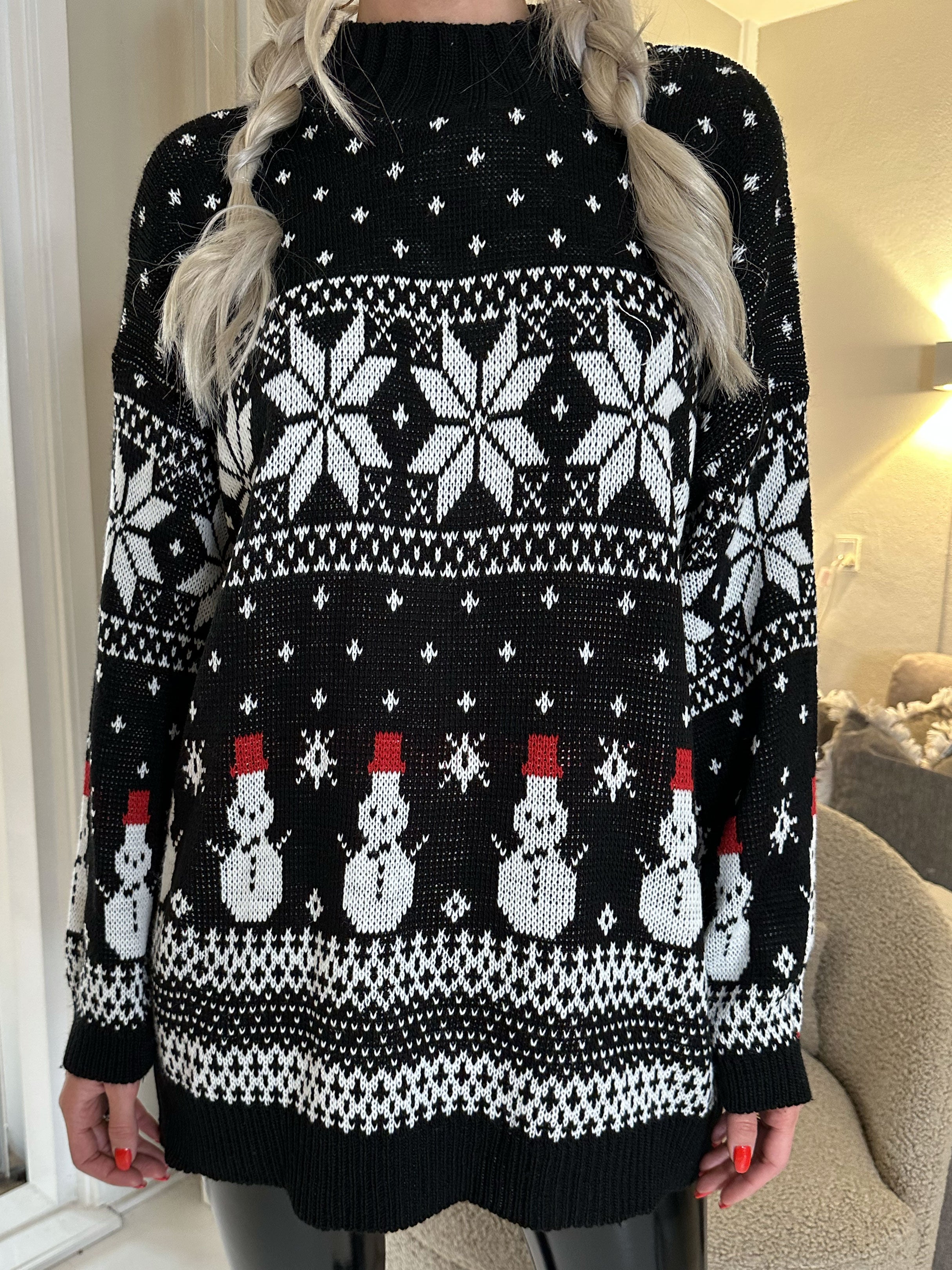 Snowman - Söt plus size jultröja med snögubbar